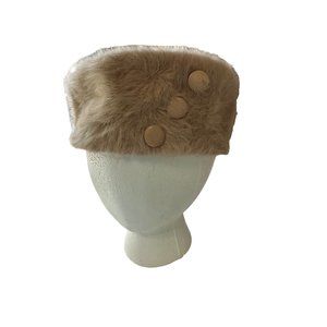 Kangol Design beige angora fur 3 button pillbox made in England